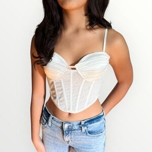 Say What White Cropped Corset Top Size‎ M Festival